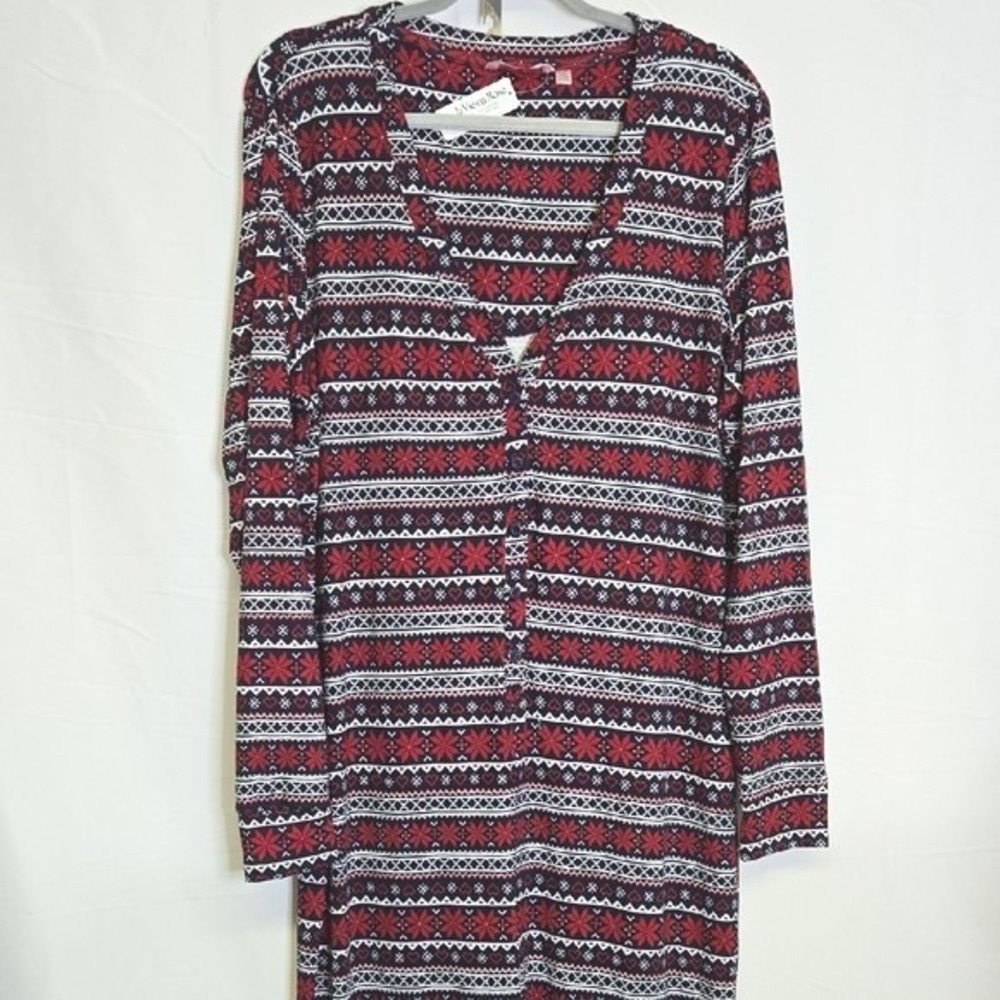 La Vie En Rose One Piece Pajamas Sleepwear, Fair Isle Winter Pattern, XXL, New